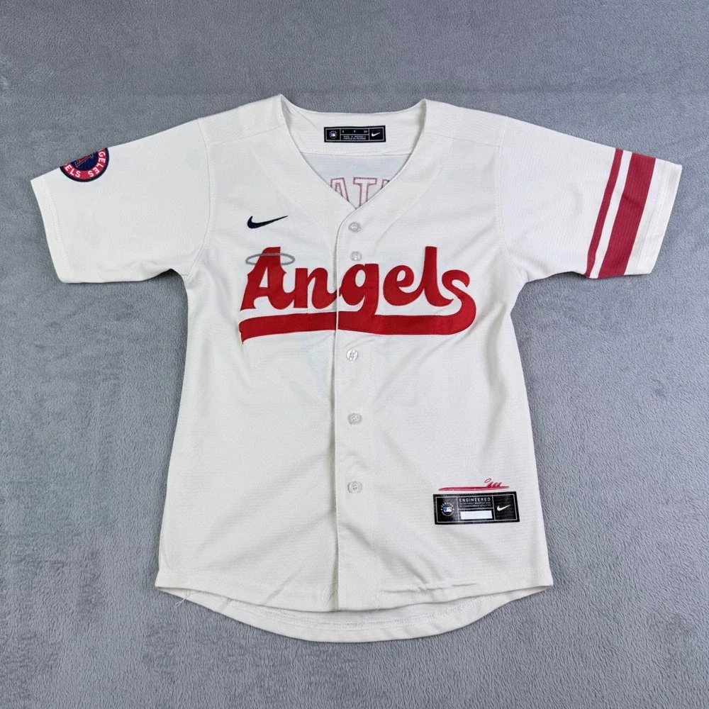 Nike Los Angeles Angels Shohei Ohtani 17 City Connect Jersey Kids Small Cream